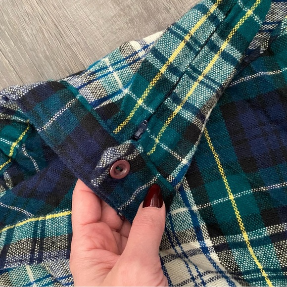 Vintage Plaid Pleaded Green Wool Skirt - Picture 6 of 8